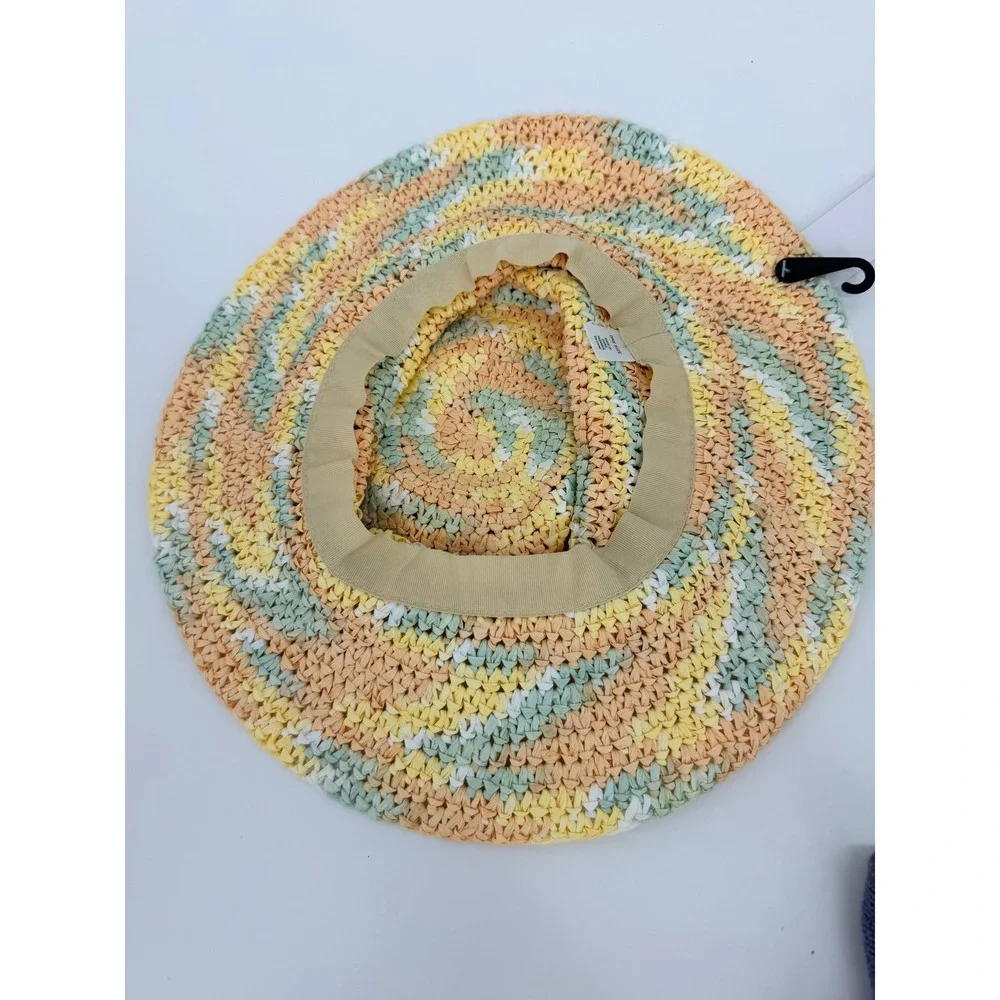 BP Nordstrom Womens Pink Multi Swirl Woven Straw Sun Hat NEW